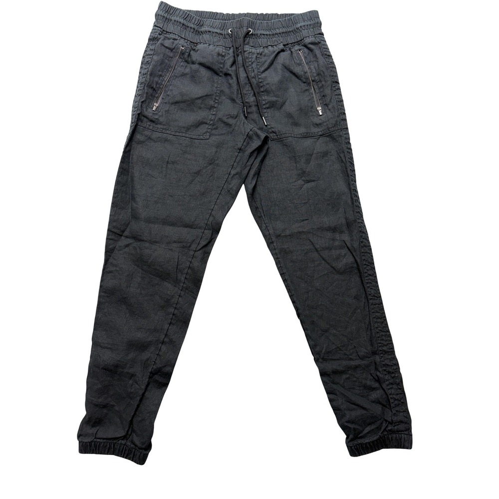 Athleta Cabo Linen‎ Jogger Pants Womens 2 Black Elastic Waist Travel Packet